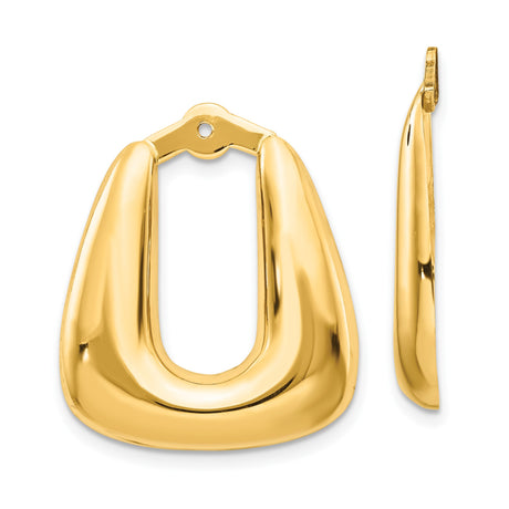 14k Yellow Gold Hoop Earrings, Bold Geometric U-Shape, Polished Hollow Lightweight Design
