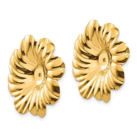 14k Yellow Gold Flower Bead Cap with Detailed Petal Design, Floral Spacer for DIY Jewelry Making