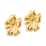 14k Yellow Gold Flower Pendant Connector, Dainty Floral Charm with Center Hole, Botanical Accent