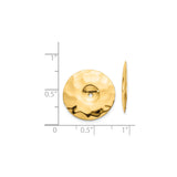 14k Yellow Gold Hammered Disc Pendant with Open Circle Design, Textured Modern Style