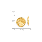 14k Yellow Gold Scalloped Disc Pendant with Central Hole, Floral Fan Pattern Charm