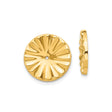 14k Yellow Gold Scalloped Disc Pendant with Central Hole, Floral Fan Pattern Charm