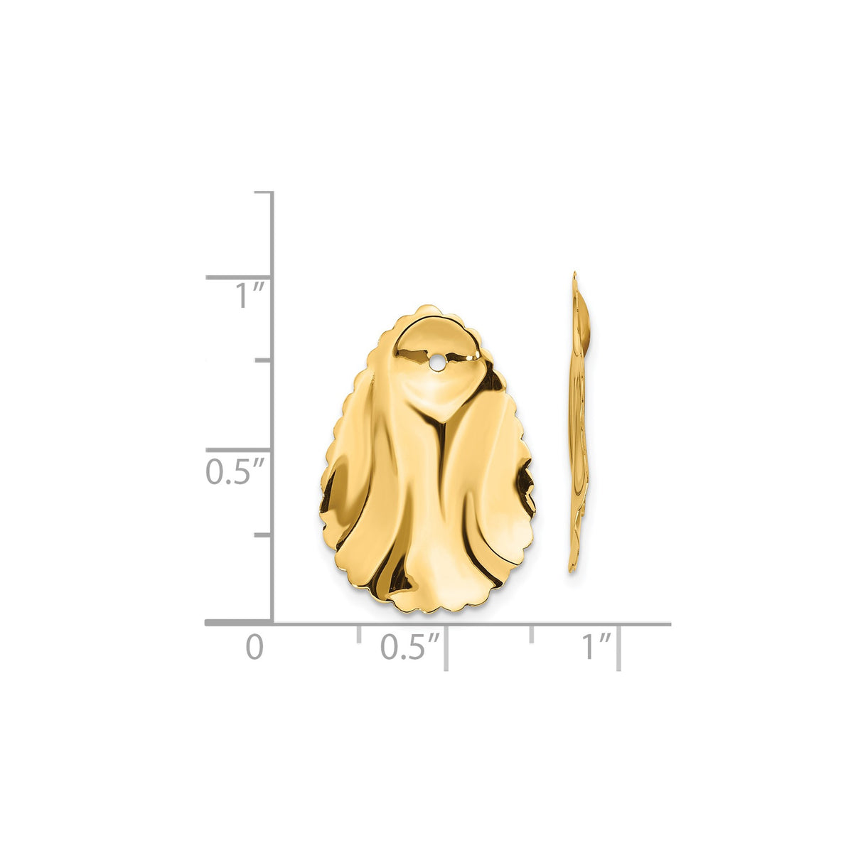 14k Yellow Gold Virgin Mary Pendant with Scalloped Edge and Flowing Robe Design