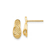 14k Yellow Gold Flip Flop Stud Earrings, Summer Sandal Design, Beach Style for Women