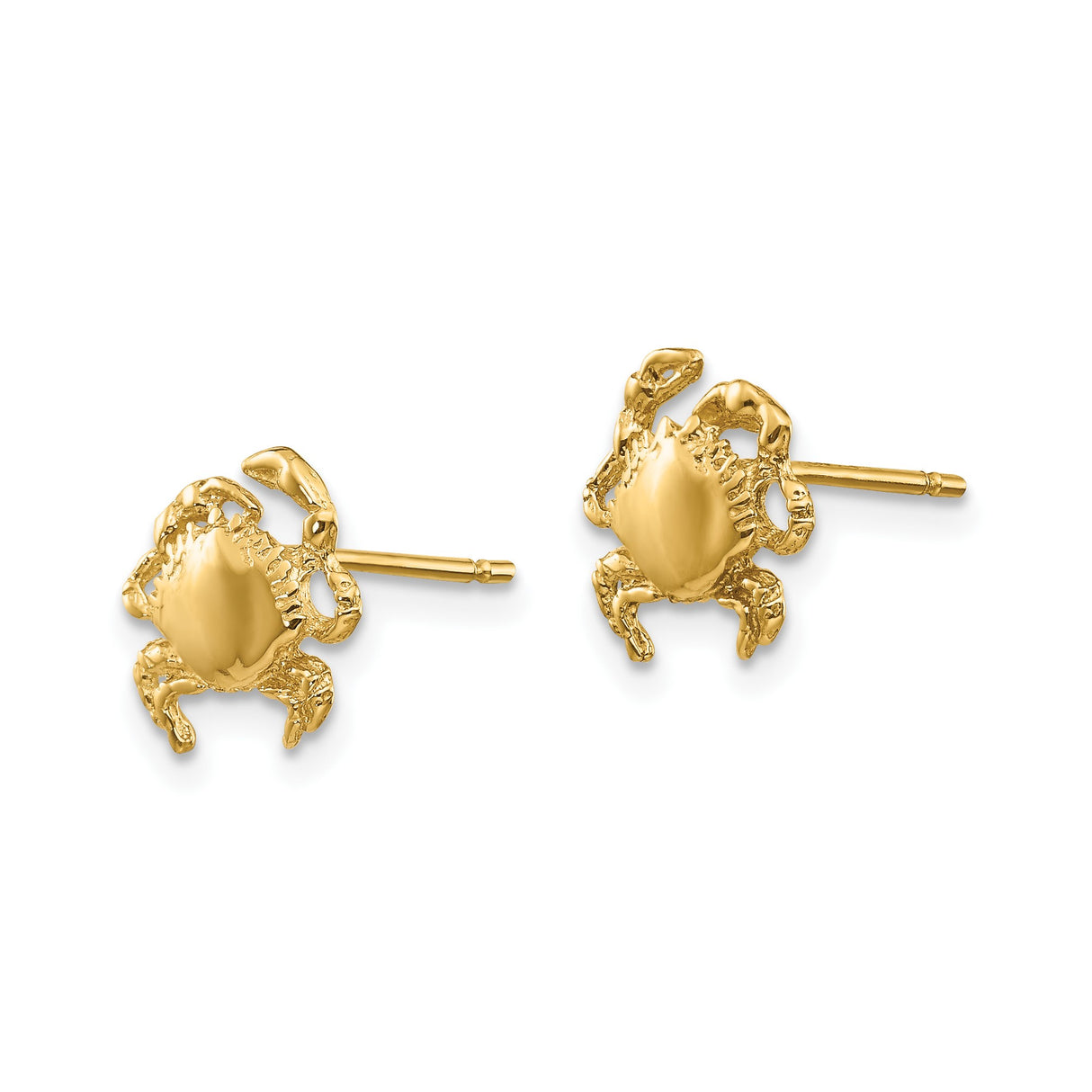 14k Yellow Gold Crab Stud Earrings, Zodiac Cancer Sign, Ocean Theme Jewelry for Women