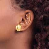 14k Yellow Gold Dome Stud Earrings, High Polish Half Sphere Design, Lightweight Classic Style