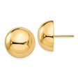 14k Yellow Gold Dome Stud Earrings, High Polish Half Sphere Design, Lightweight Classic Style