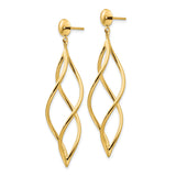 14k Yellow Gold Dangle Earrings with Open Twisted Intertwined Loop Design for Women