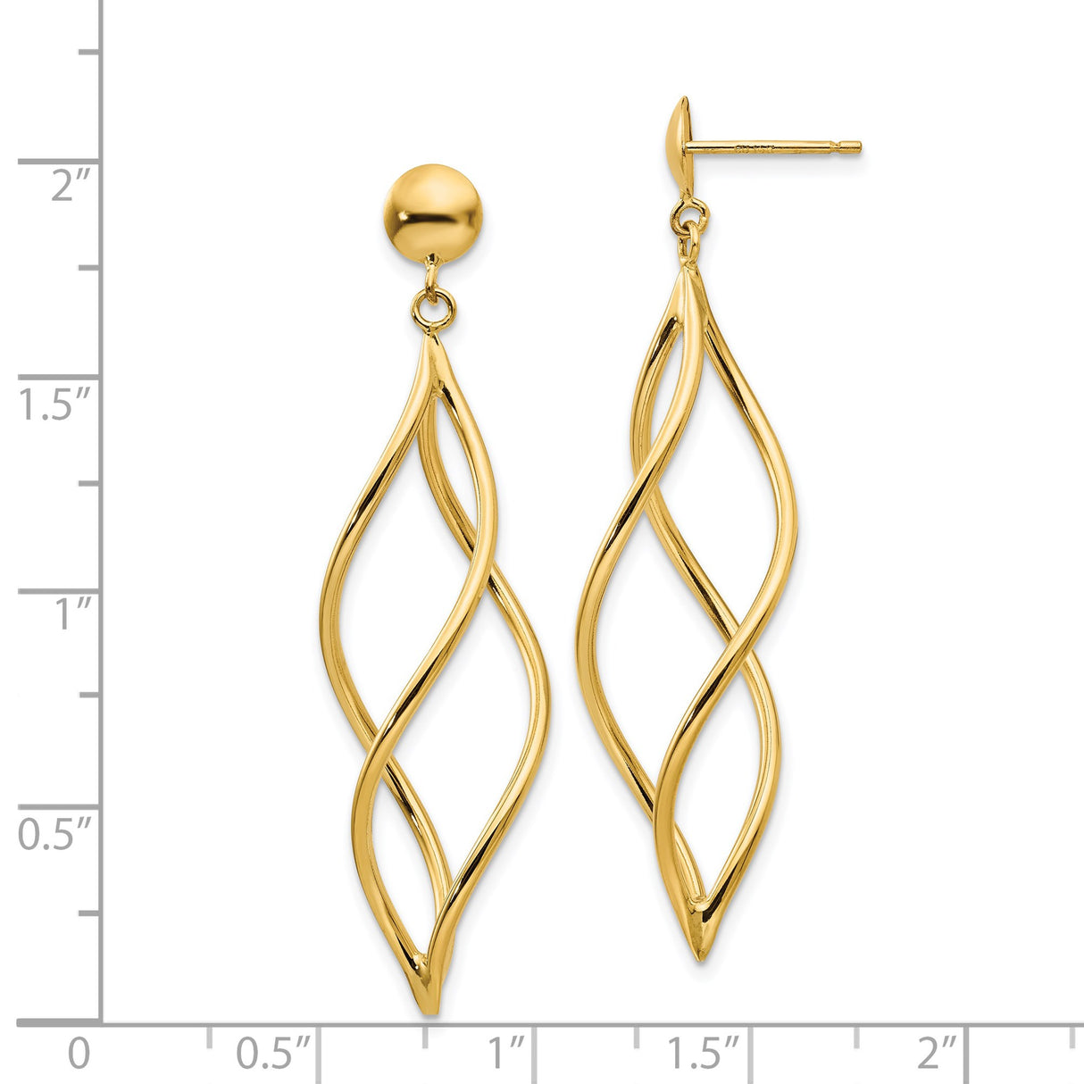 14k Yellow Gold Dangle Earrings with Open Twisted Intertwined Loop Design for Women