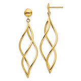 14k Yellow Gold Dangle Earrings with Open Twisted Intertwined Loop Design for Women