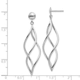 14k White Gold Dangle Earrings with Twisted Openwork Design and Polished Finish