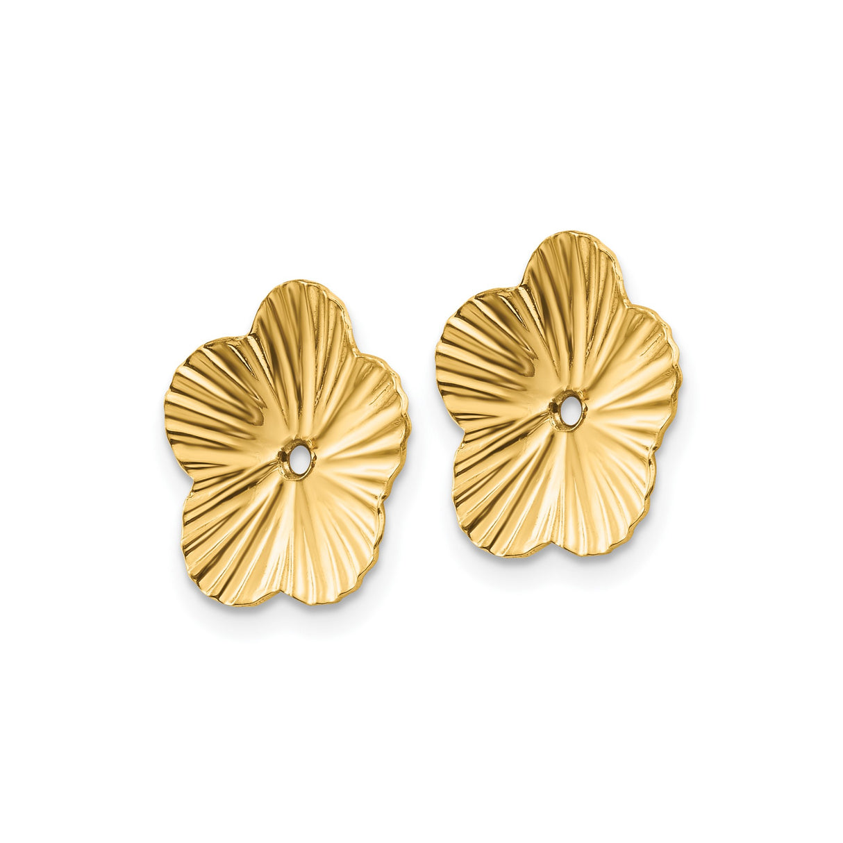 14k Yellow Gold Flower Bead Cap with Five Petal Floral Design and Textured Detailing