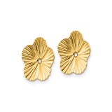 14k Yellow Gold Flower Bead Cap with Five Petal Floral Design and Textured Detailing