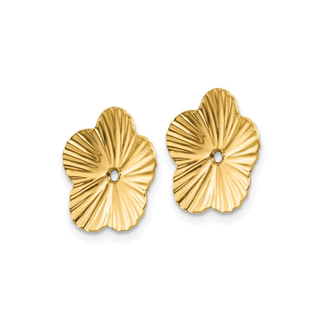 14k Yellow Gold Flower Bead Cap with Five Petal Floral Design and Textured Detailing