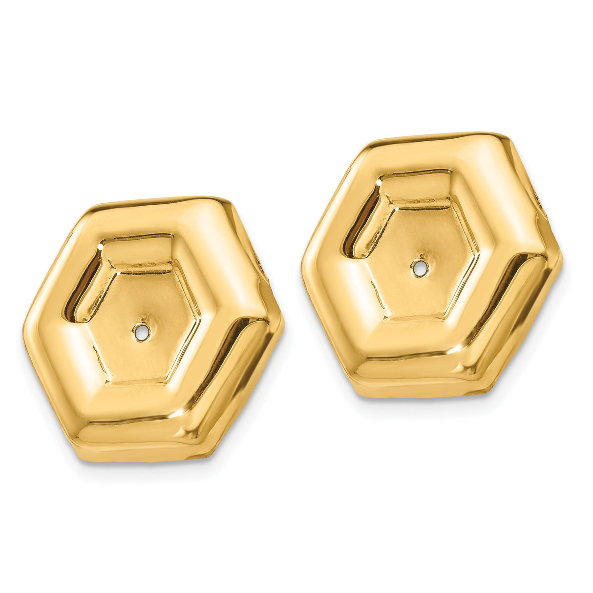 14k Yellow Gold Slide Charm with Open Hexagon Center, Minimalist Geometric Pendant