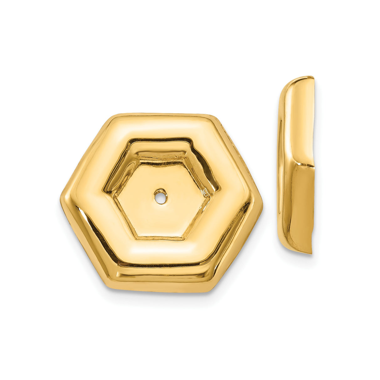 14k Yellow Gold Slide Charm with Open Hexagon Center, Minimalist Geometric Pendant