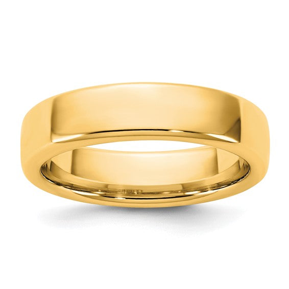 14K Yellow Gold European Comfort Fit Wedding Band Solid 5 mm Width, Classic Ring