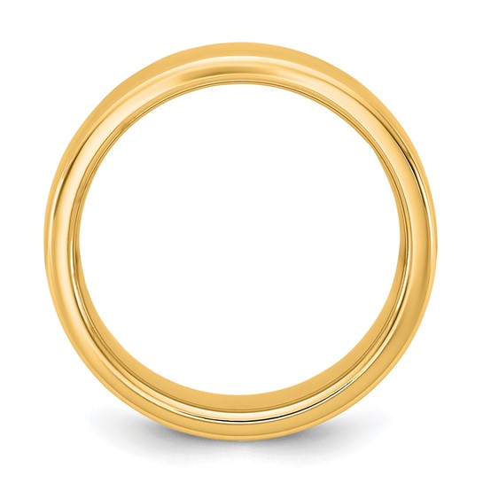 14K Yellow Gold European Comfort Fit Wedding Band, Solid 6mm, No Stone