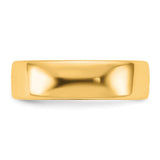 14K Yellow Gold European Comfort Fit Wedding Band, Solid 6mm, No Stone