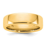 14K Yellow Gold European Comfort Fit Wedding Band, Solid 6mm, No Stone
