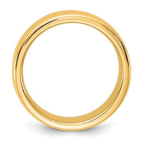14K Yellow Gold Solid European Comfort Fit Wedding Band 7mm Wide