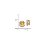 14k Yellow Gold Earring Jackets with Diamond, Double Halo Round Stud Enhancers for Women