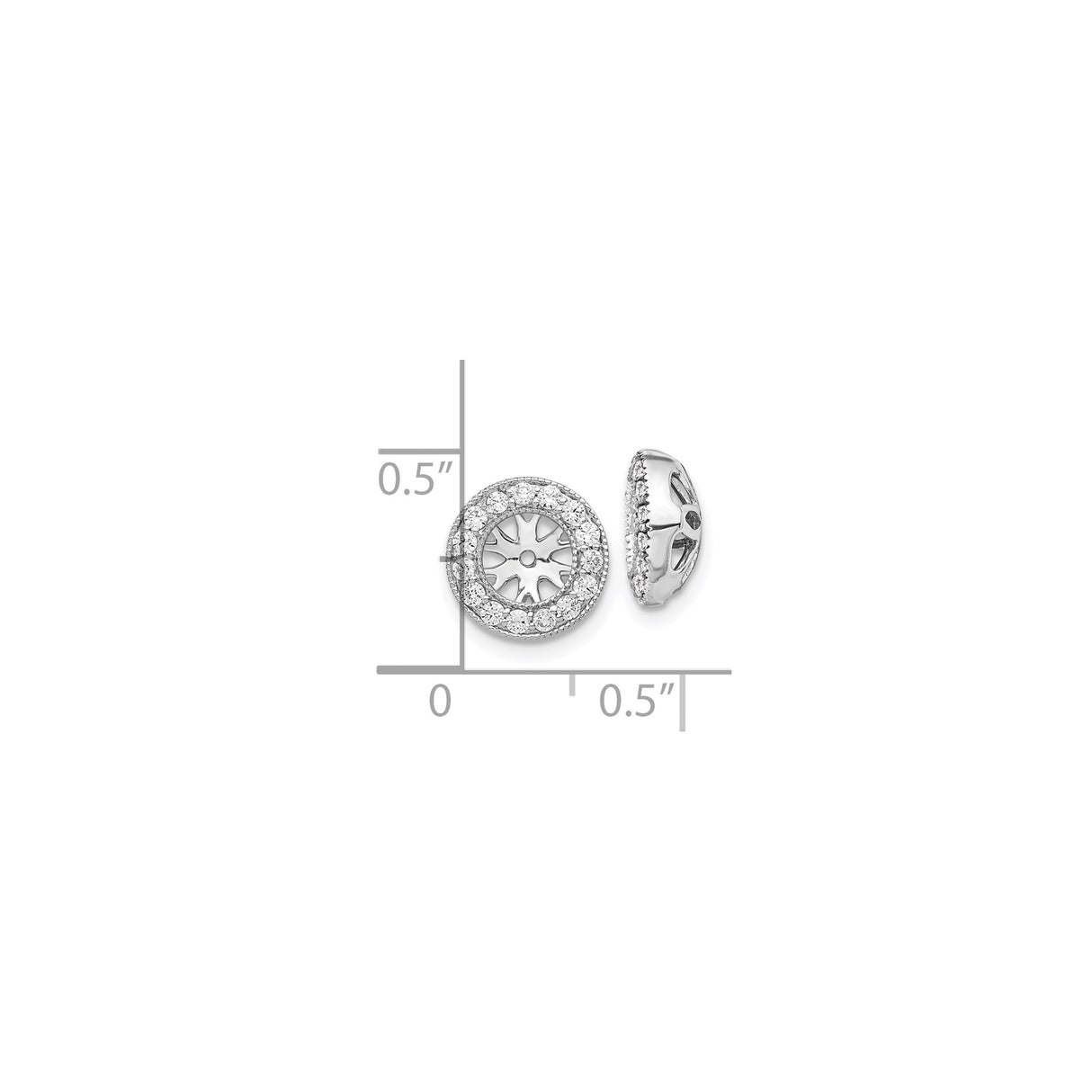 10k White Gold Charm Spacer Bead with Diamond Accent and Sunburst Cutout Halo Design