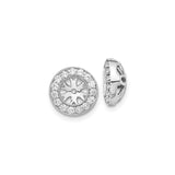 10k White Gold Charm Spacer Bead with Diamond Accent and Sunburst Cutout Halo Design