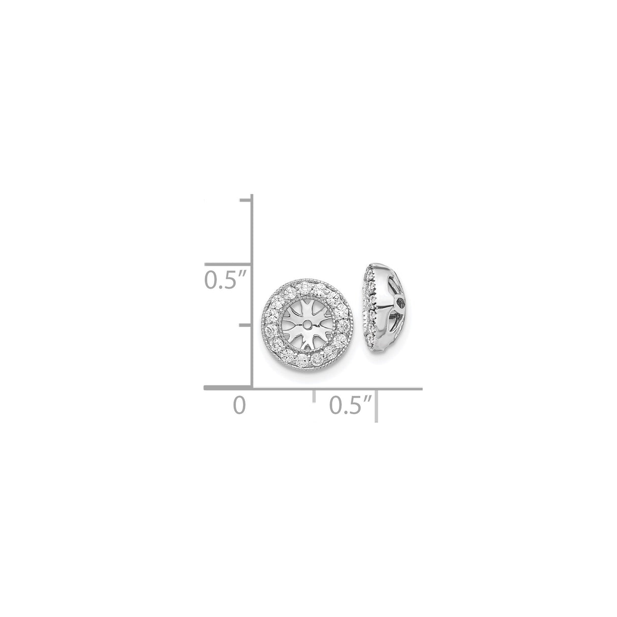 14k White Gold Charm with Diamond, Sunburst Spacer Bead with Halo and Cutout Design