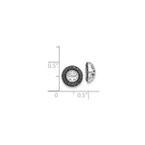 14k White Gold Round Charm Bead with Sunburst Cutout and Black Diamond Halo