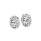 10k White Gold Earring Charms with Diamond Accents, Floral Cutout Sunburst Design