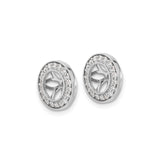 14k White Gold Earring Jackets with Diamond Accents, Sunburst and Flower Petal Design