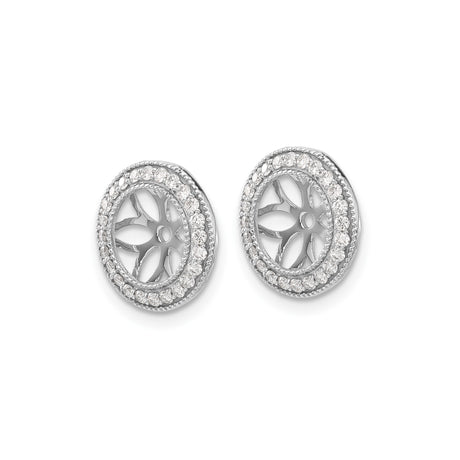 10k White Gold Pendant with Diamond Accents, Halo and Open Floral Cutout Design