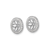 14k White Gold Pendant with Diamond, Openwork Floral Design and Halo Style