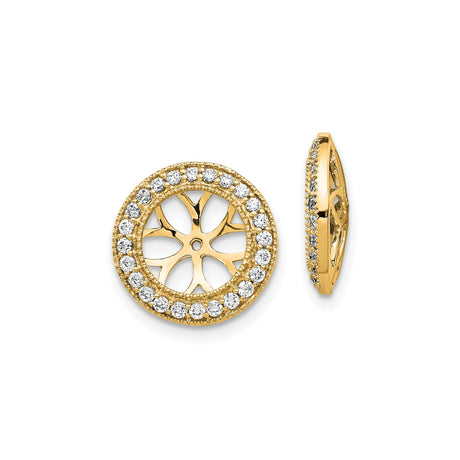 14k Yellow Gold Round Pendant with Diamond Accents, Openwork Sunburst Design