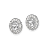 14k White Gold Pendant Enhancer with Round Diamonds, Double Halo and Sunburst Open Center Design