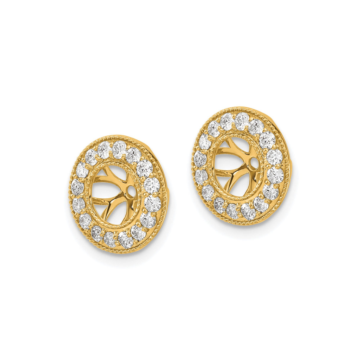 14k Yellow Gold Wheel Openwork Charm with Cubic Zirconia Halo Accent