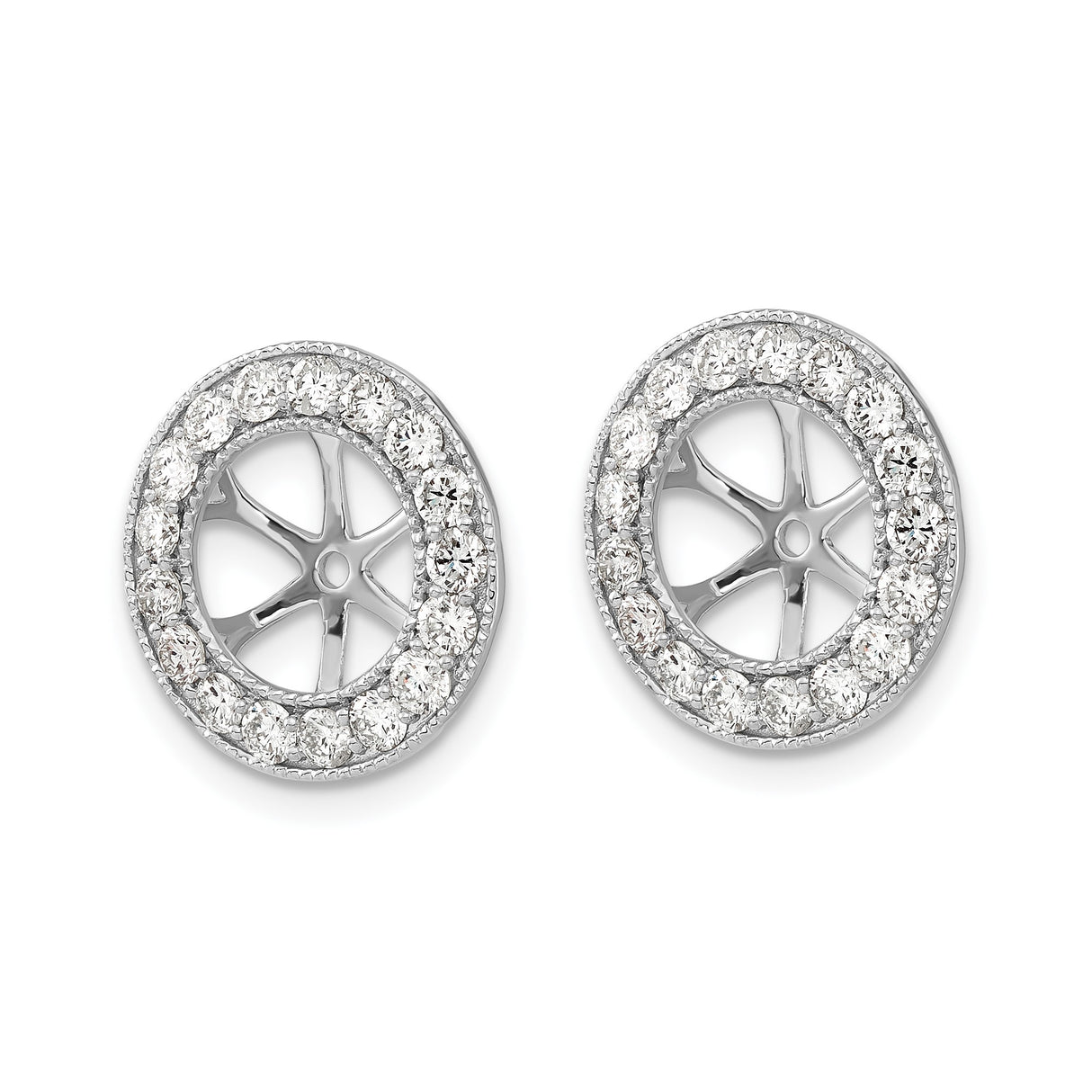 14k White Gold Starburst Pendant with White Diamonds, Open Center Halo Design