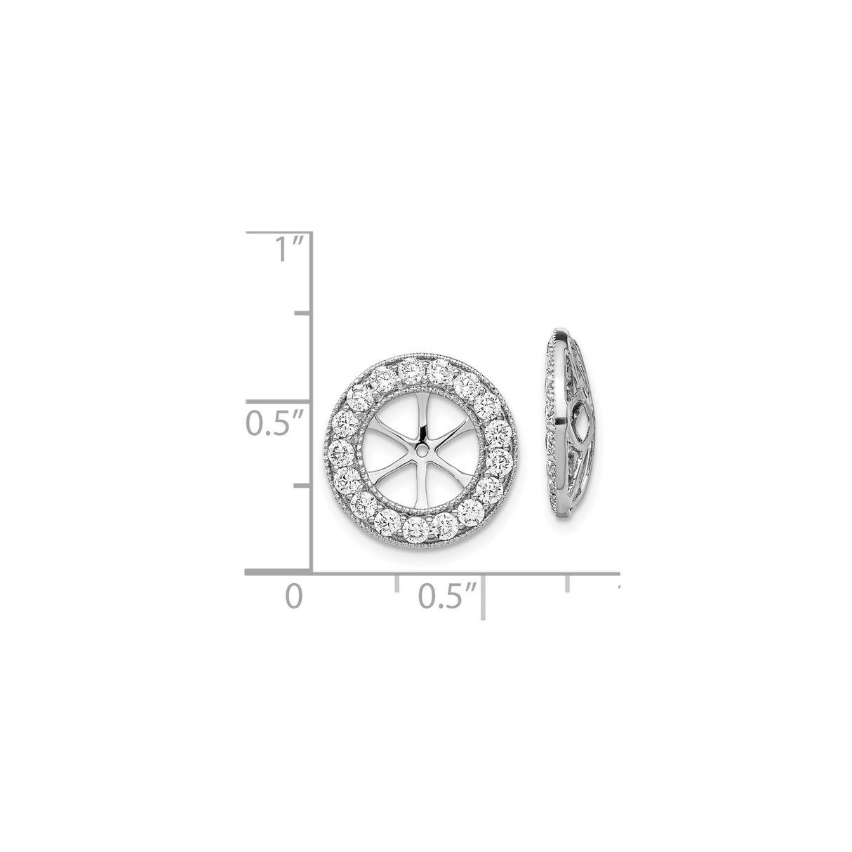 14k White Gold Starburst Pendant with White Diamonds, Open Center Halo Design