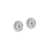 14k White Gold Earring Jackets with Diamond Cubic Zirconia Halo and Openwork Floral Design
