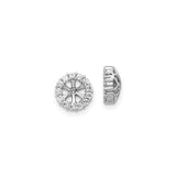 14k White Gold Earring Jackets with Diamond Cubic Zirconia Halo and Openwork Floral Design