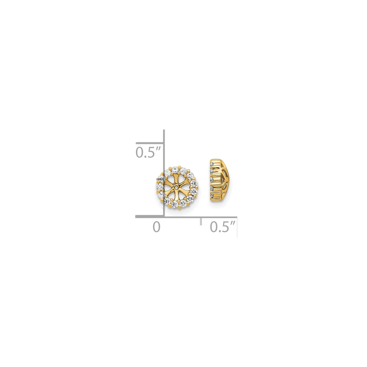 14k Yellow Gold Earring Jackets with Cubic Zirconia Halo and Sunburst Floral Design