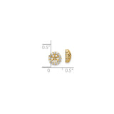14k Yellow Gold Earring Jackets with Cubic Zirconia Halo and Sunburst Floral Design