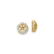 14k Yellow Gold Earring Jackets with Cubic Zirconia Halo and Sunburst Floral Design