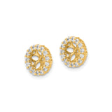 14k Yellow Gold Diamond Flower Stud Earrings with Openwork Petal and Halo Design