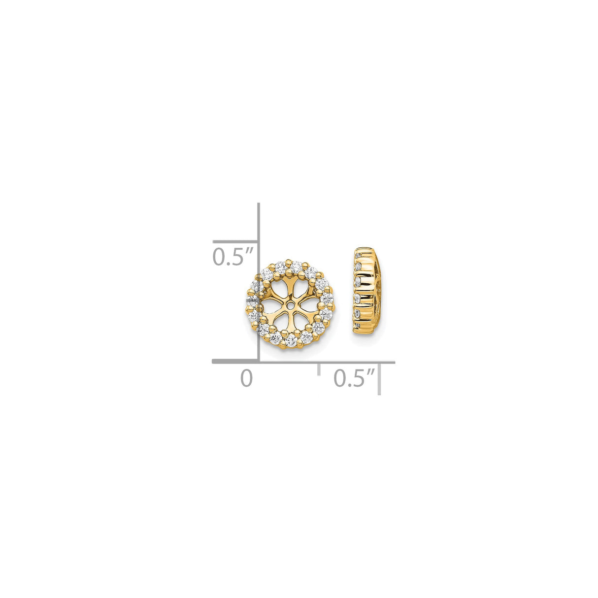14k Yellow Gold Diamond Flower Stud Earrings with Openwork Petal and Halo Design