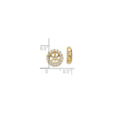 14k Yellow Gold Diamond Flower Stud Earrings with Openwork Petal and Halo Design