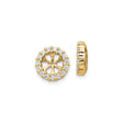 14k Yellow Gold Stud Earrings with Floral Wheel Cutout and Cubic Zirconia Halo
