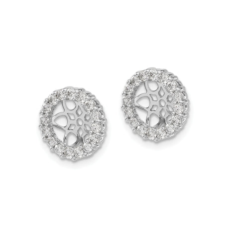 10k White Gold Stud Earrings with Diamond Accents, Floral Mandala Starburst Design