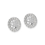 14k White Gold Earrings with Diamond Floral Openwork Halo Design Stud Jackets